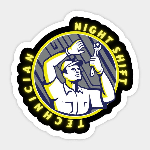 Night Shift Technician Sticker by Tee3D